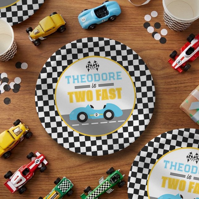 Prato De Papel Duas Corridas Rápidas de Carros Festa de Aniversár (Criador carregado)