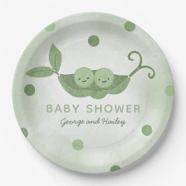 Prato De Papel Duas ervilhas em um Chá de fraldas de gêmeos Pod