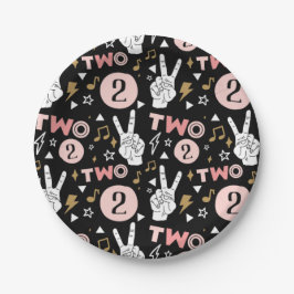 Prato De Papel Duas Legtas para Sair do Segundo Aniversário
