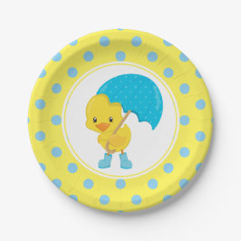 Prato De Papel Ducky com Chá de fraldas Guarda-chuvas