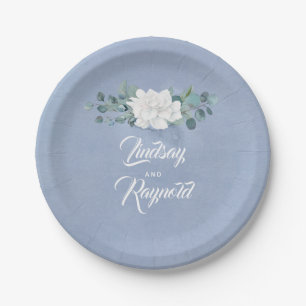 Prato De Papel Dusty Blue Floral Wedding