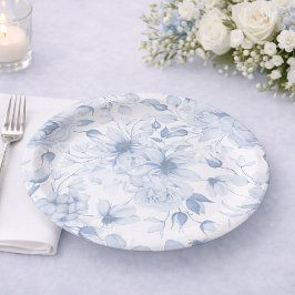 Prato De Papel Dusty Blue Floral Wedding