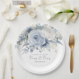 Prato De Papel Dusty Blue Florals felicita a senhora deputada e a