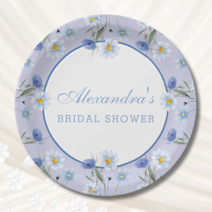 Prato De Papel Dusty Blue Wildflower Boho Chá de panela