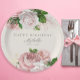 Prato De Papel Dusty Rosa Vintage Floral Women's Birthday (Blush pink vintage floral custom paper plates)
