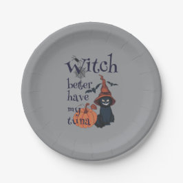 Prato De Papel É melhor que a bruxa tenha o meu atum