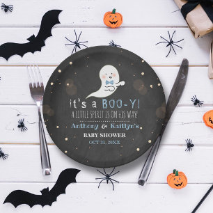 Prato De Papel É um Boo-y! Pequeno Chá de fraldas de Halloween