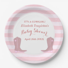 Prato De Papel É um Chá de fraldas de Cowgirl Country Plates