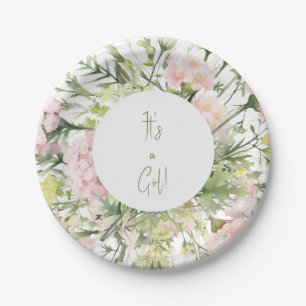 Prato De Papel É um Chá de fraldas de Flor Blush Girl