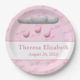 Prato De Papel É um Chá de fraldas personalizável para uma garota