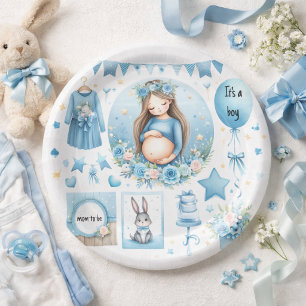 Prato De Papel É uma placa de papel para chá de bebê de menino pa
