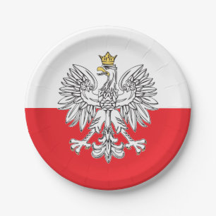 Prato De Papel Eagle polonês com a placa de papel da coroa