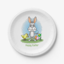 Prato De Papel Easter bunny and the Yellow Chicken