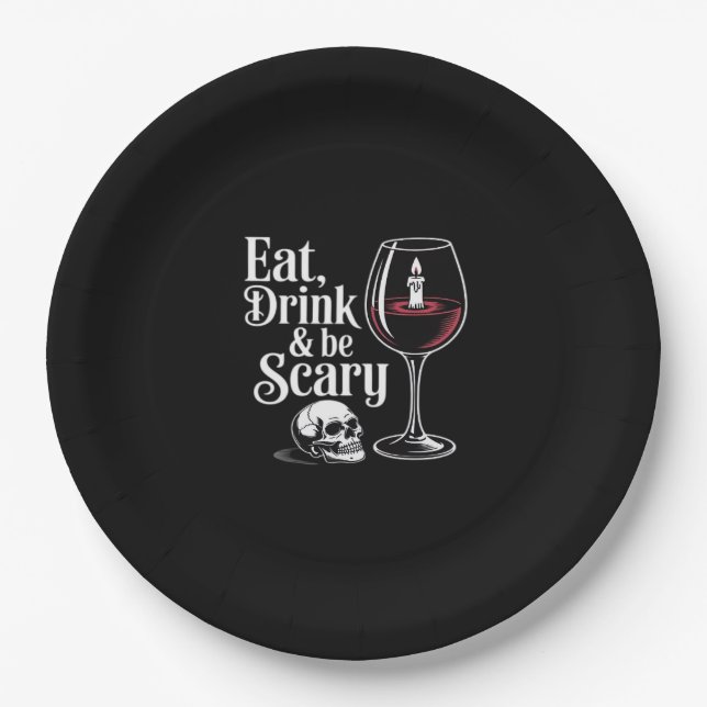 Prato De Papel Eat Drink And Be Scary Funny Quote Modern Look (Frente)