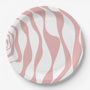 Prato De Papel Ebb e Fluxo 4 - Rosa e Branco