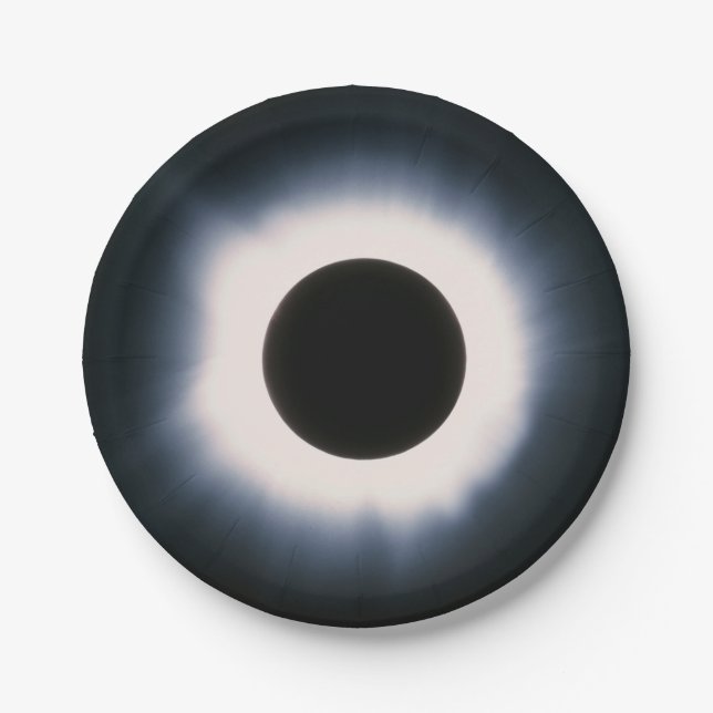 Prato De Papel Eclipse Solar Total em Preto e Branco (Frente)