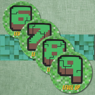 Prato De Papel Edifício Verde do Gamer Pixelado Nível 6