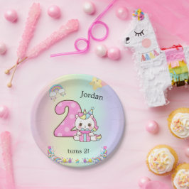 Prato De Papel Editable Kids Birthday Party Plate Cute Unicorn