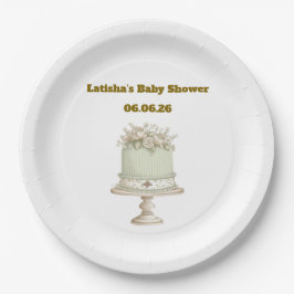 Prato De Papel Editable Vintage Neutral Baby Shower 