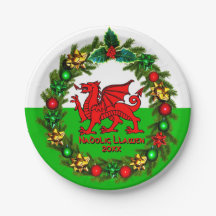 Editar Ano do Welsh Flag Red Dragon Natal 7"
