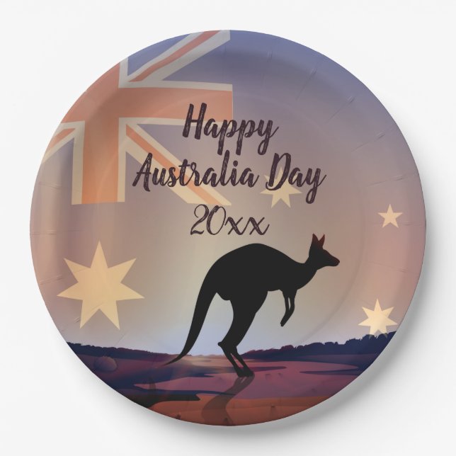 Prato De Papel Editar Sinalizador de Texto Kangaroo Austrália Dia (Frente)