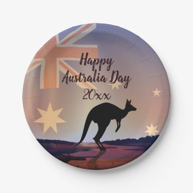 Prato De Papel Editar Sinalizador de Texto Kangaroo Austrália Dia (Frente)