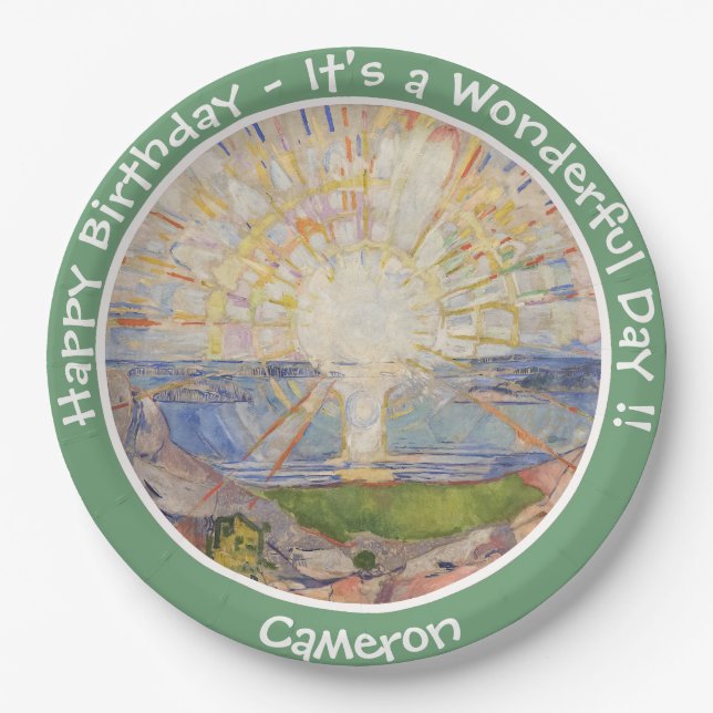 Prato De Papel Edvard Munch The Sun (Solen) - Itens de Partido Su (Frente)