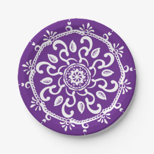 Prato De Papel EggPlant Mandala