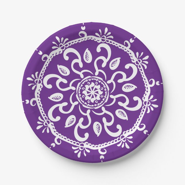 Prato De Papel EggPlant Mandala (Frente)