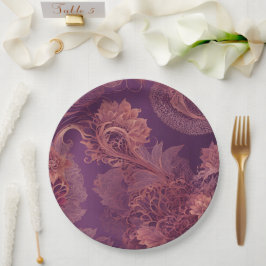 Prato De Papel Ei Rosegold Floral arte de IA