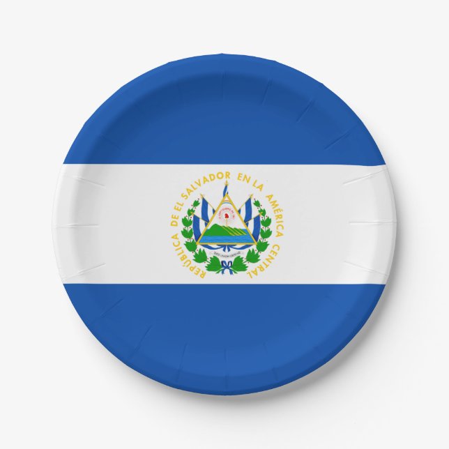 Prato De Papel El Salvador flag Paper Plate (Frente)