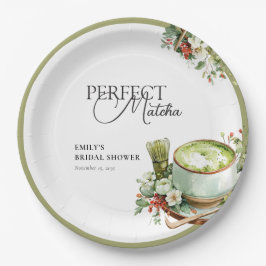 Prato De Papel Ela Encontrou Seu Chá de Noiva de Matcha Perfeito
