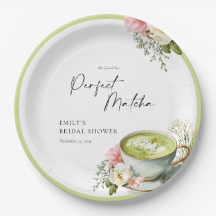 Prato De Papel Ela Encontrou Seu Chá de Noiva de Matcha Perfeito