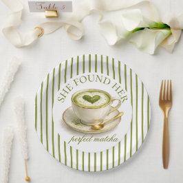 Prato De Papel Ela Encontrou Seu Chá de Noiva Matcha Perfeito