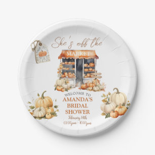 Prato De Papel Ela Está Fora do Mercado Outono Abóbora Chá de Noi