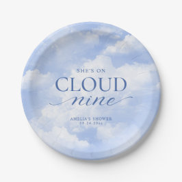 Prato De Papel Ela Está no Azul Nove Nuvens Chá de Noiva
