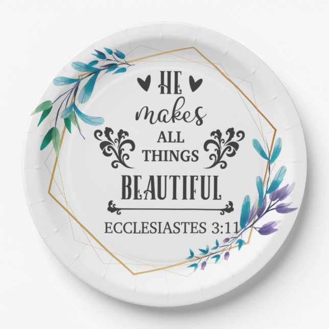 Prato De Papel Ele Torna Todas As Coisas Bonitas (Frente)