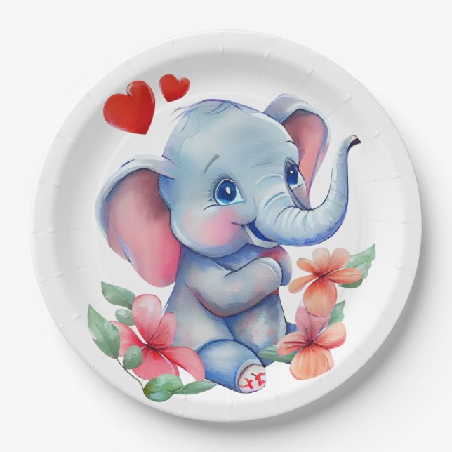 Prato De Papel Elefante Bebê  (Frente)