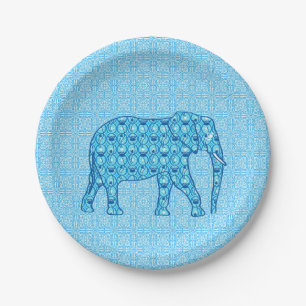 Prato De Papel Elefante de flor de lótus - turquesa