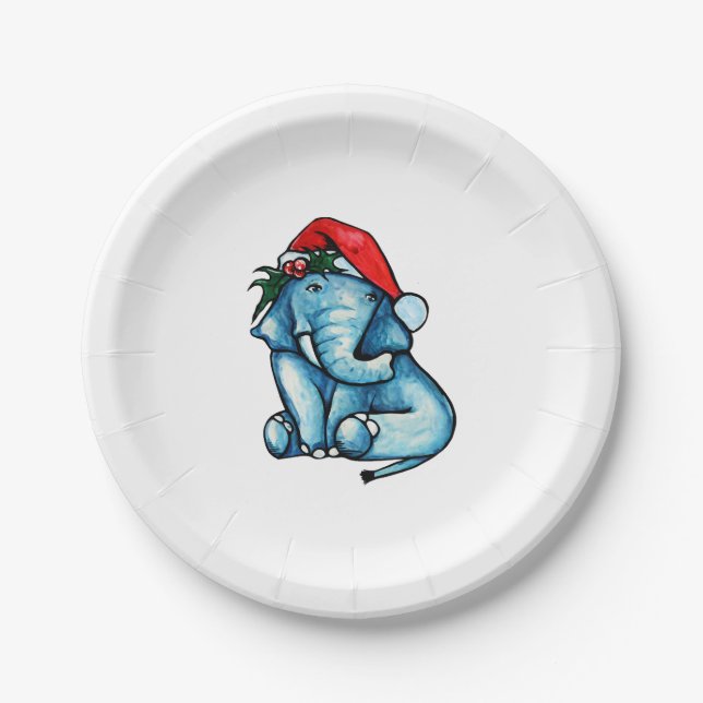Prato De Papel Elefante de Natal (Frente)