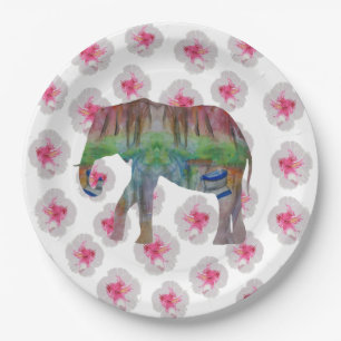 Prato De Papel Elefante e flores