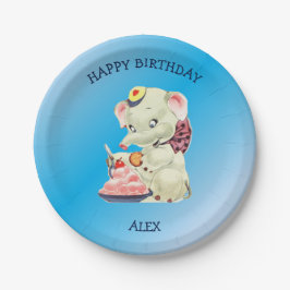 Prato De Papel Elefante Para Bebê Com Arco Rosa