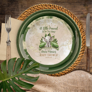 Prato De Papel Elefante Um Pequeno Amendoim Está A Caminho Do Chá