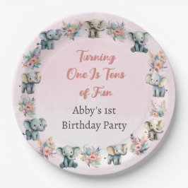 Prato De Papel Elefantes e Flores da Selva de Boho no Aniversário