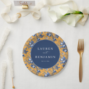 Prato De Papel Elegância Floral Laranja Romântica