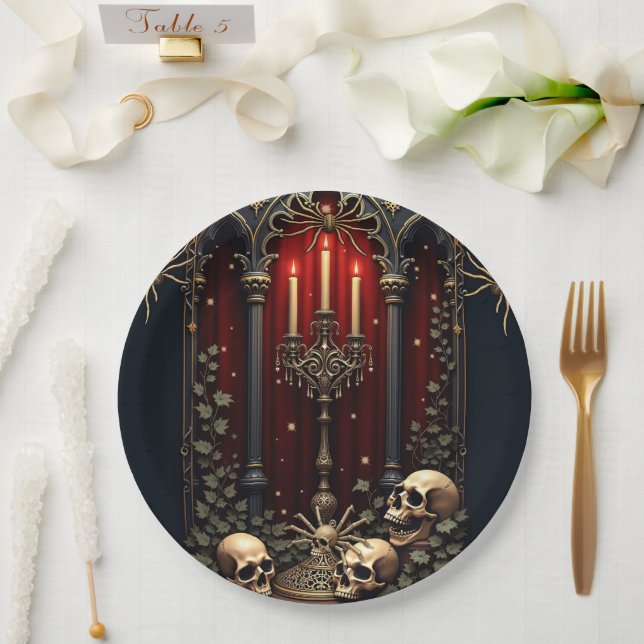 Prato De Papel Elegância Gótica Escura. Arco impressionante (Casamento)