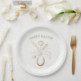 Prato De Papel Elegant Botanical Easter Brunch Paper Plates