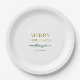 Prato De Papel Elegant Christmas Evergreen Personalized