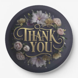 Prato De Papel Elegant Floral “Thank You”