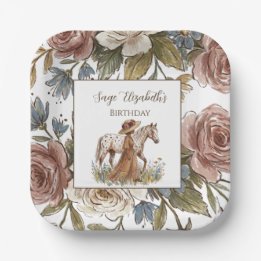 Prato De Papel Elegant Horse Lover Birthday  Plate